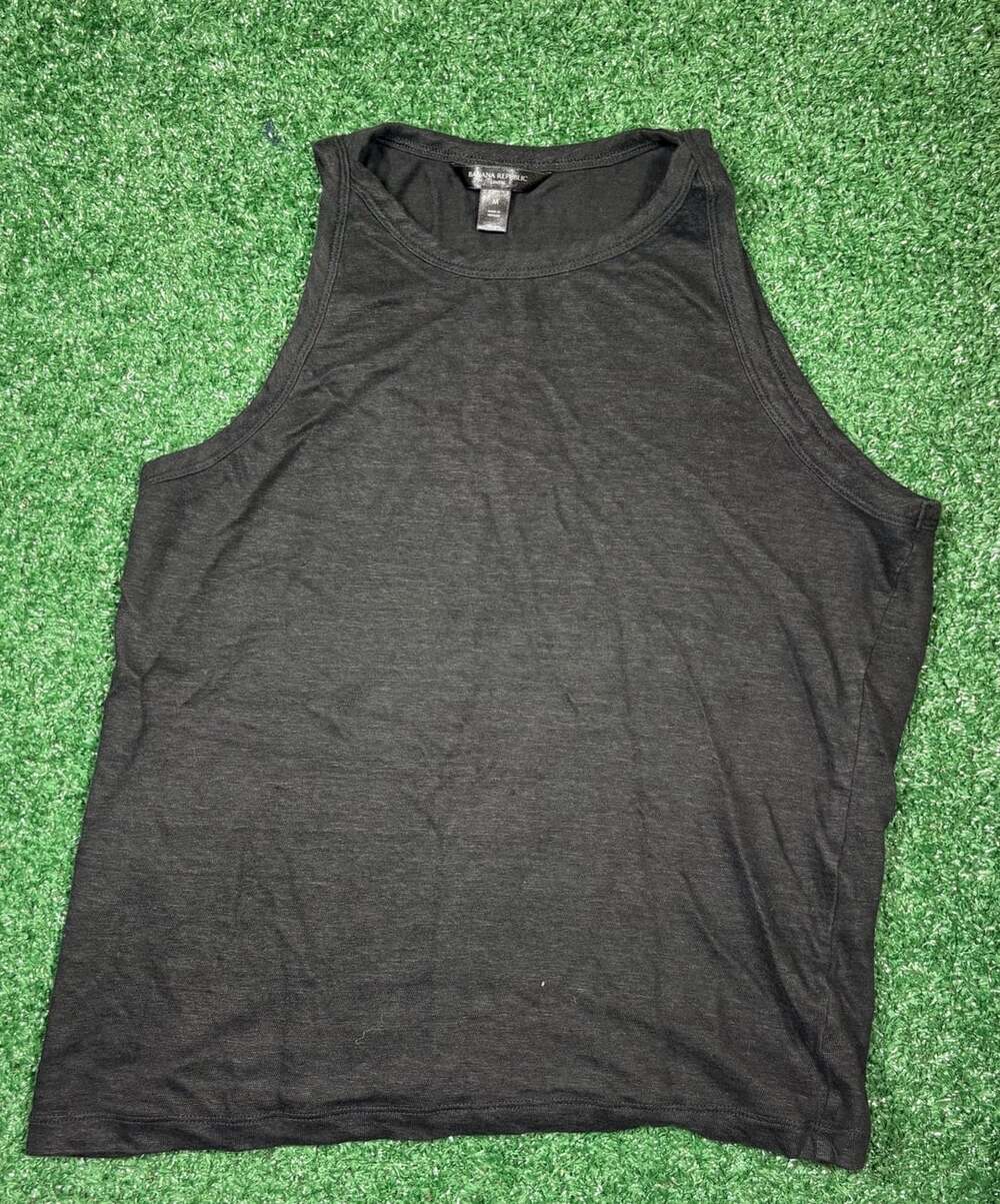 Banana Republic Linen Tank Size M Black High Neck Sleeveless